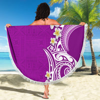 Aloha Polynesian Plumeria Flower Beach Blanket Purple Color