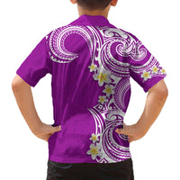 Aloha Polynesian Plumeria Flower Family Matching Long Sleeve Bodycon Dress and Hawaiian Shirt Purple Color LT03 - Polynesian Pride