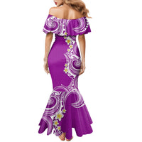 Aloha Polynesian Plumeria Flower Family Matching Mermaid Dress and Hawaiian Shirt Purple Color LT03 - Polynesian Pride