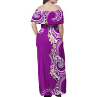 Aloha Polynesian Plumeria Flower Family Matching Off Shoulder Maxi Dress and Hawaiian Shirt Purple Color LT03 - Polynesian Pride