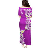 Aloha Polynesian Plumeria Flower Family Matching Puletasi and Hawaiian Shirt Purple Color LT03 - Polynesian Pride