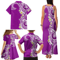 Aloha Polynesian Plumeria Flower Family Matching Tank Maxi Dress and Hawaiian Shirt Purple Color LT03 - Polynesian Pride
