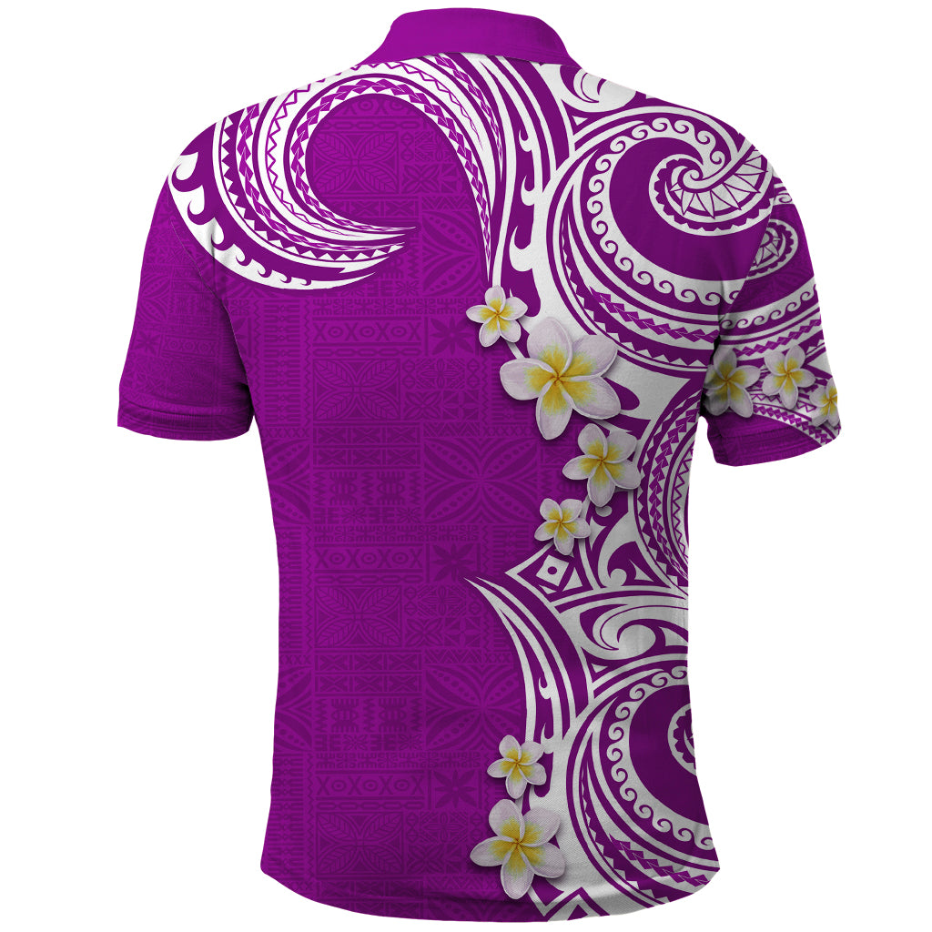 Aloha Polynesian Plumeria Flower Polo Shirt Purple Color
