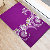 Aloha Polynesian Plumeria Flower Rubber Doormat Purple Color