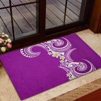 Aloha Polynesian Plumeria Flower Rubber Doormat Purple Color
