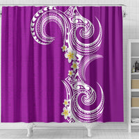 Aloha Polynesian Plumeria Flower Shower Curtain Purple Color