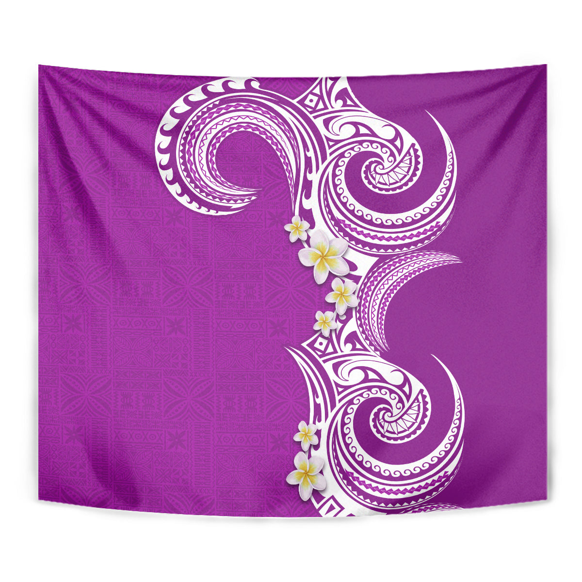 Aloha Polynesian Plumeria Flower Tapestry Purple Color