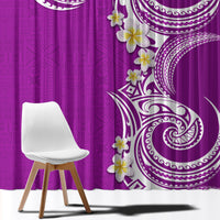 Aloha Polynesian Plumeria Flower Window Curtain Purple Color