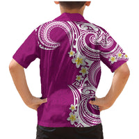 Aloha Polynesian Plumeria Flower Family Matching Mermaid Dress and Hawaiian Shirt Pink Color LT03 - Polynesian Pride