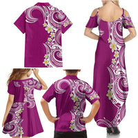 Aloha Polynesian Plumeria Flower Family Matching Summer Maxi Dress and Hawaiian Shirt Pink Color LT03 - Polynesian Pride