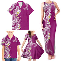 Aloha Polynesian Plumeria Flower Family Matching Tank Maxi Dress and Hawaiian Shirt Pink Color LT03 - Polynesian Pride