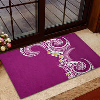 Aloha Polynesian Plumeria Flower Rubber Doormat Pink Color