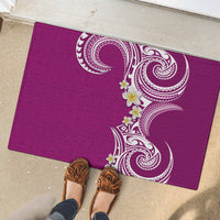 Aloha Polynesian Plumeria Flower Rubber Doormat Pink Color