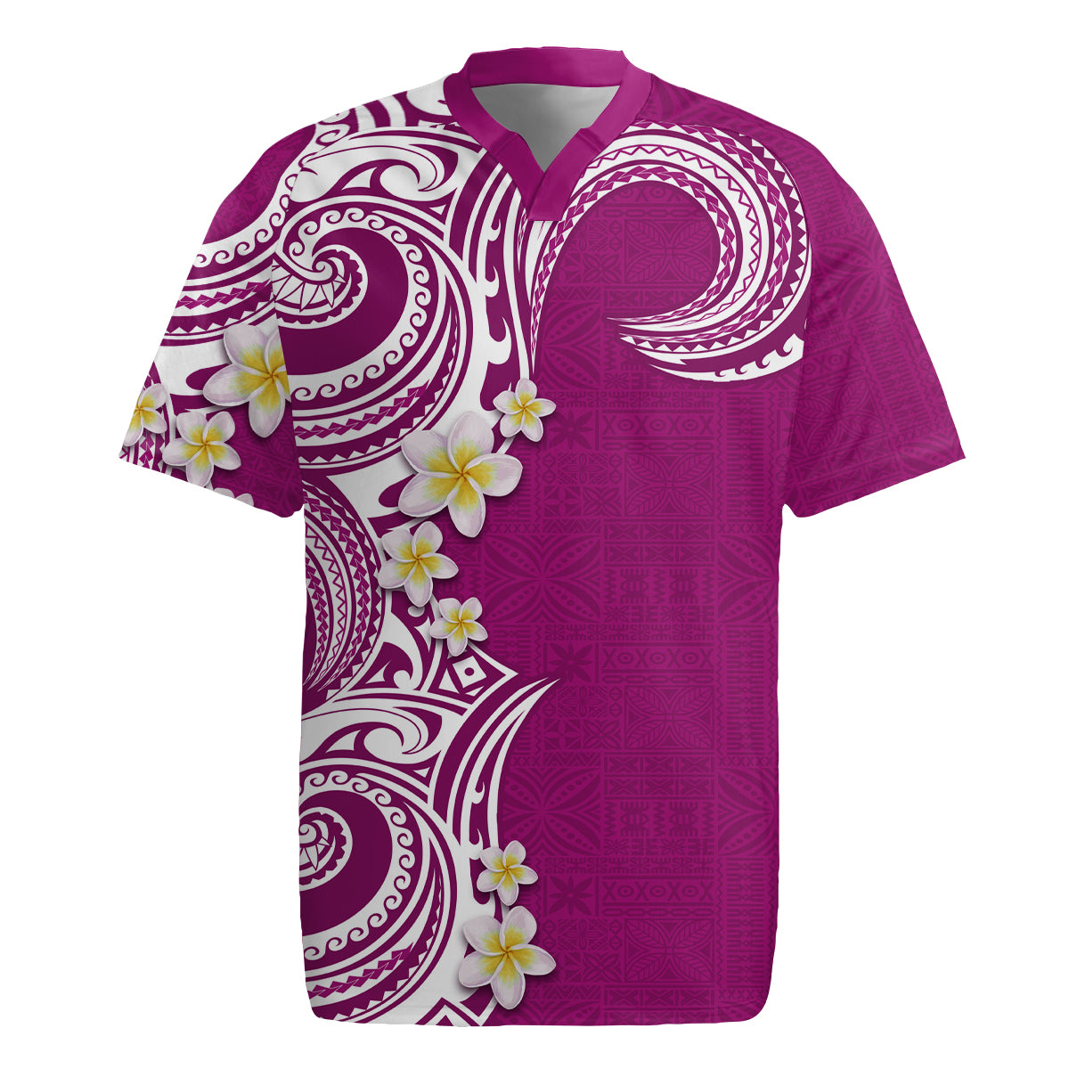 Aloha Polynesian Plumeria Flower Rugby Jersey Pink Color LT03 Pink - Polynesian Pride