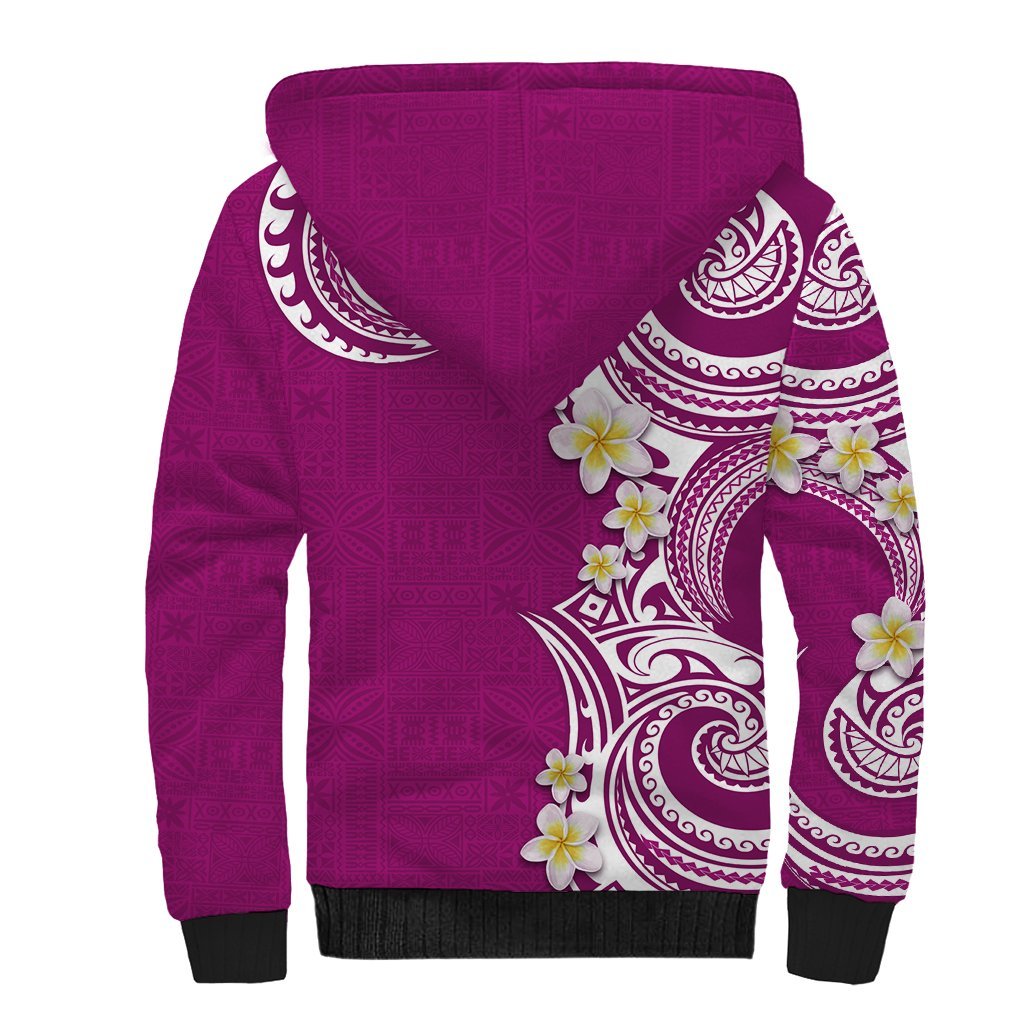 Aloha Polynesian Plumeria Flower Sherpa Hoodie Pink Color LT03 - Polynesian Pride