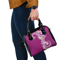 Aloha Polynesian Plumeria Flower Shoulder Handbag Pink Color