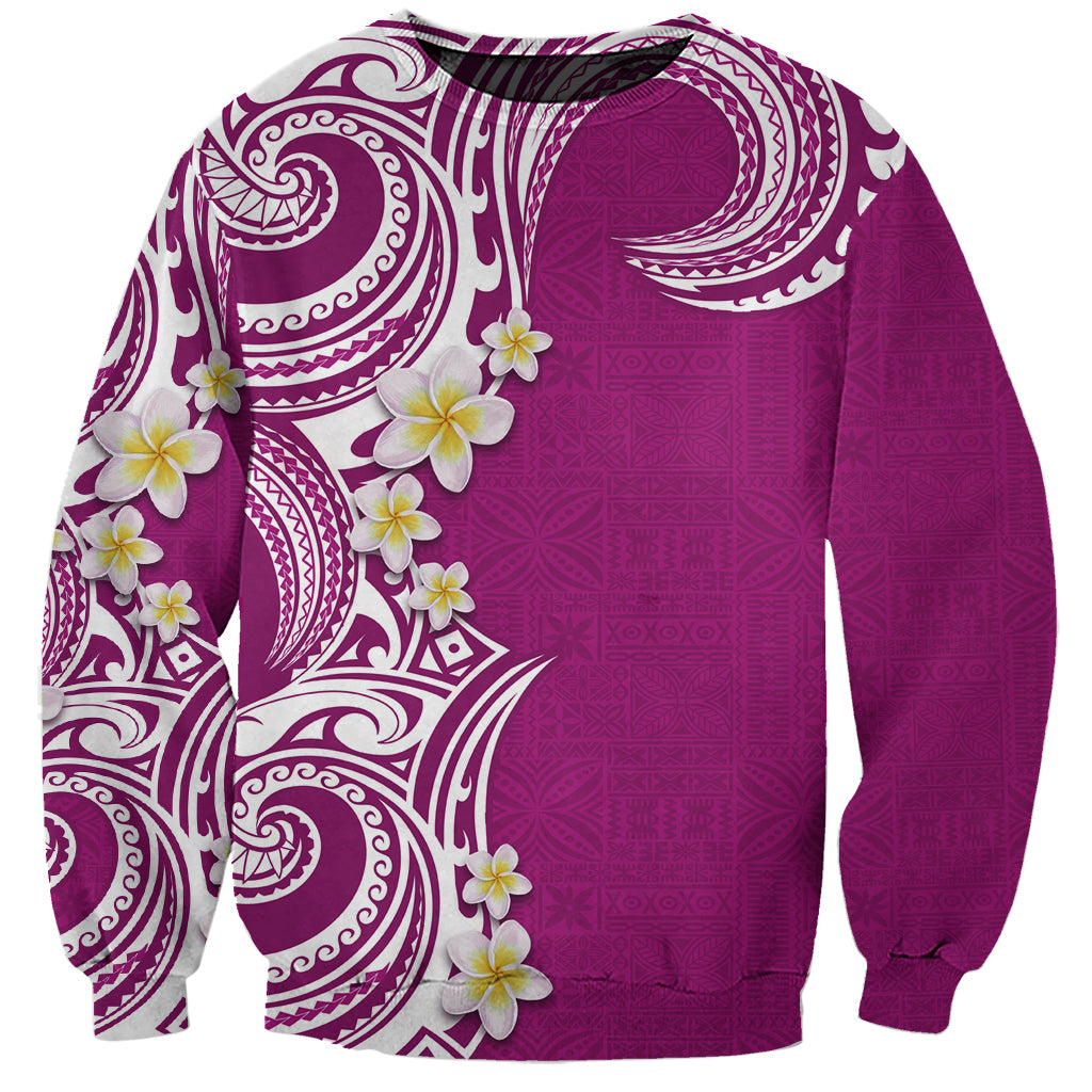 Aloha Polynesian Plumeria Flower Sweatshirt Pink Color