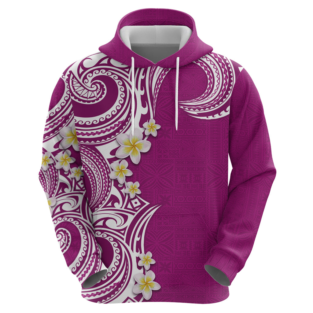 Aloha Polynesian Plumeria Flower Zip Hoodie Pink Color