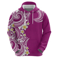 Aloha Polynesian Plumeria Flower Zip Hoodie Pink Color