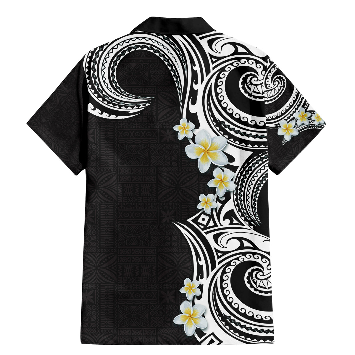 Aloha Polynesian Plumeria Flower Family Matching Mermaid Dress and Hawaiian Shirt Black White Color LT03 - Polynesian Pride