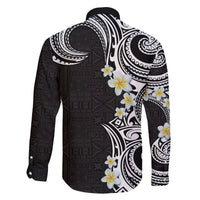 Aloha Polynesian Plumeria Flower Family Matching Mermaid Dress and Hawaiian Shirt Black White Color LT03 - Polynesian Pride