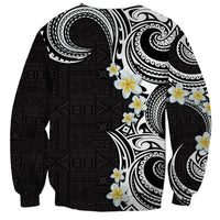 Aloha Polynesian Plumeria Flower Sweatshirt Black White Color
