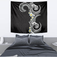 Aloha Polynesian Plumeria Flower Tapestry Black White Color