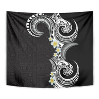 Aloha Polynesian Plumeria Flower Tapestry Black White Color