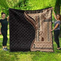 Samoa Siapo Motif and Tapa Pattern Half Style Quilt Beige Color