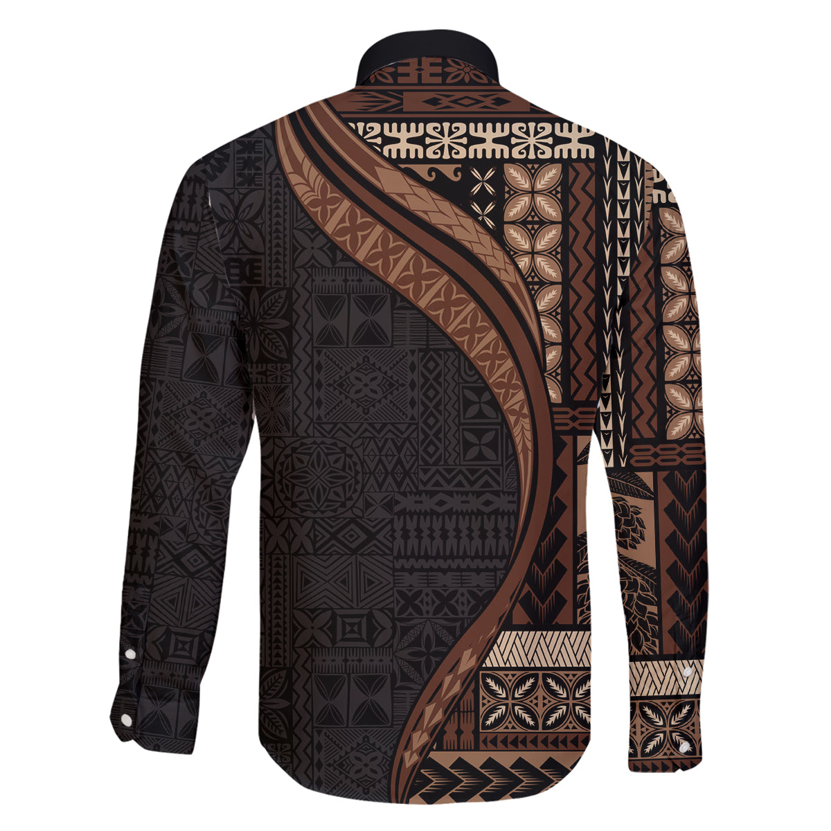 Samoa Siapo Motif and Tapa Pattern Half Style Family Matching Off Shoulder Maxi Dress and Hawaiian Shirt Black Color