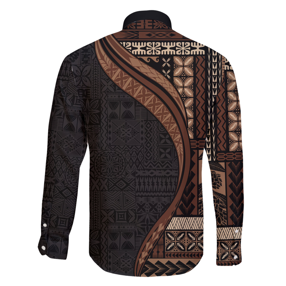 Samoa Siapo Motif and Tapa Pattern Half Style Family Matching Short Sleeve Bodycon Dress and Hawaiian Shirt Black Color