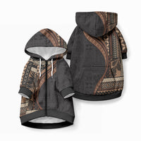 Samoa Siapo Motif and Tapa Pattern Half Style Pet Hoodie LT03 Zip-up Black - Polynesian Pride