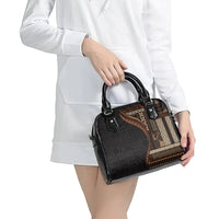 Samoa Siapo Motif and Tapa Pattern Half Style Shoulder Handbag Black Color