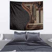 Samoa Siapo Motif and Tapa Pattern Half Style Tapestry Black Color