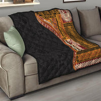 Samoa Siapo Motif and Tapa Pattern Half Style Quilt Yellow Color