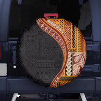Samoa Siapo Motif and Tapa Pattern Half Style Spare Tire Cover Yellow Color