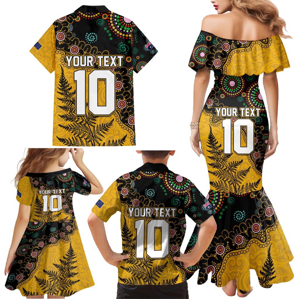 Custom New Zealand and Australia Rugby Family Matching Mermaid Dress and Hawaiian Shirt Maori Warrior With Aboriginal Version LT03 - Polynesian Pride