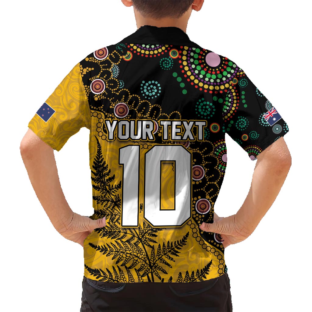 Custom New Zealand and Australia Rugby Family Matching Tank Maxi Dress and Hawaiian Shirt Maori Warrior With Aboriginal Version LT03 - Polynesian Pride