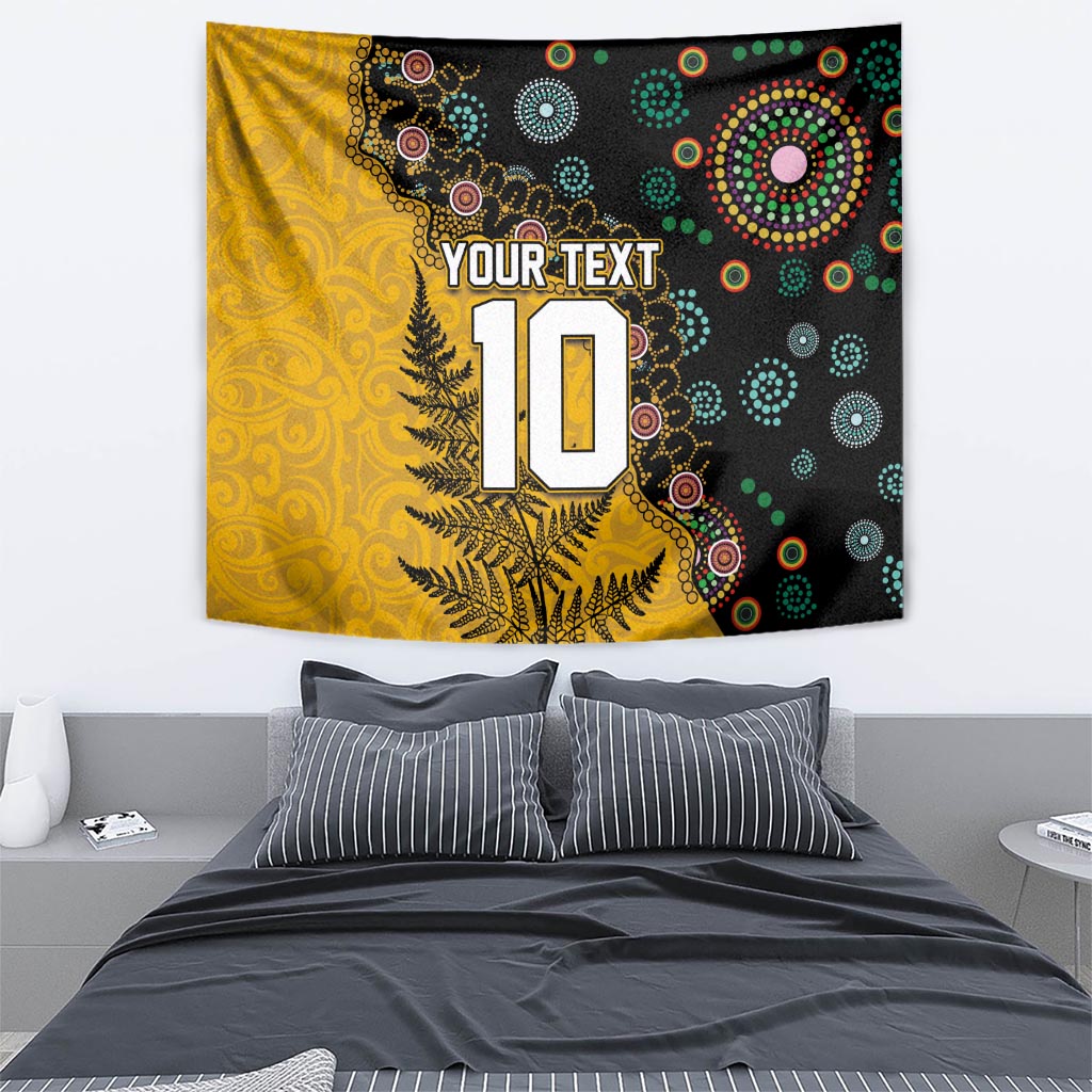 Custom New Zealand and Australia Rugby Tapestry Maori Warrior With Aboriginal Version