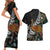 New Zealand Fern and Australia Emu Couples Matching Short Sleeve Bodycon Dress and Hawaiian Shirt Aboriginal Mix Maori Pattern
