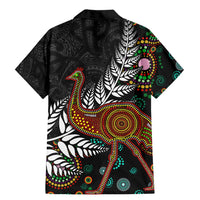 New Zealand Fern and Australia Emu Family Matching Mermaid Dress and Hawaiian Shirt Aboriginal Mix Maori Pattern LT03 - Polynesian Pride