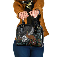New Zealand Fern and Australia Emu Shoulder Handbag Aboriginal Mix Maori Pattern LT03 One Size Blue - Polynesian Pride