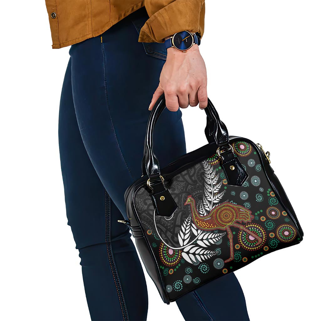 New Zealand Fern and Australia Emu Shoulder Handbag Aboriginal Mix Maori Pattern LT03 - Polynesian Pride