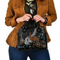 New Zealand Fern and Australia Emu Shoulder Handbag Aboriginal Mix Maori Pattern LT03 - Polynesian Pride