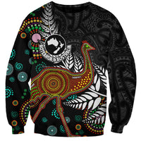 New Zealand Fern and Australia Emu Sweatshirt Aboriginal Mix Maori Pattern