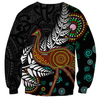 New Zealand Fern and Australia Emu Sweatshirt Aboriginal Mix Maori Pattern