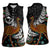 New Zealand Fern and Australia Emu Women Sleeveless Polo Shirt Aboriginal Mix Maori Pattern