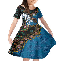 Fiji Palm Tree and Australia Kangaroo Family Matching Tank Maxi Dress and Hawaiian Shirt Aboriginal Mix Tapa Pattern