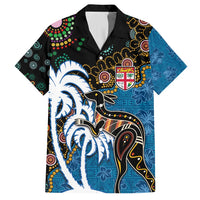 Fiji Palm Tree and Australia Kangaroo Family Matching Tank Maxi Dress and Hawaiian Shirt Aboriginal Mix Tapa Pattern
