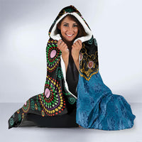 Fiji Palm Tree and Australia Kangaroo Hooded Blanket Aboriginal Mix Tapa Pattern